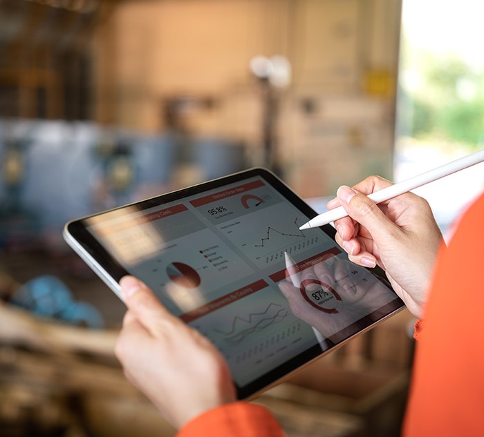 Purchasing Software for Manufacturing shown on tablet