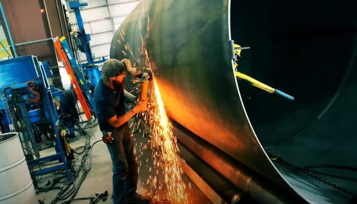 Envirosafe worker building a tank 7x4